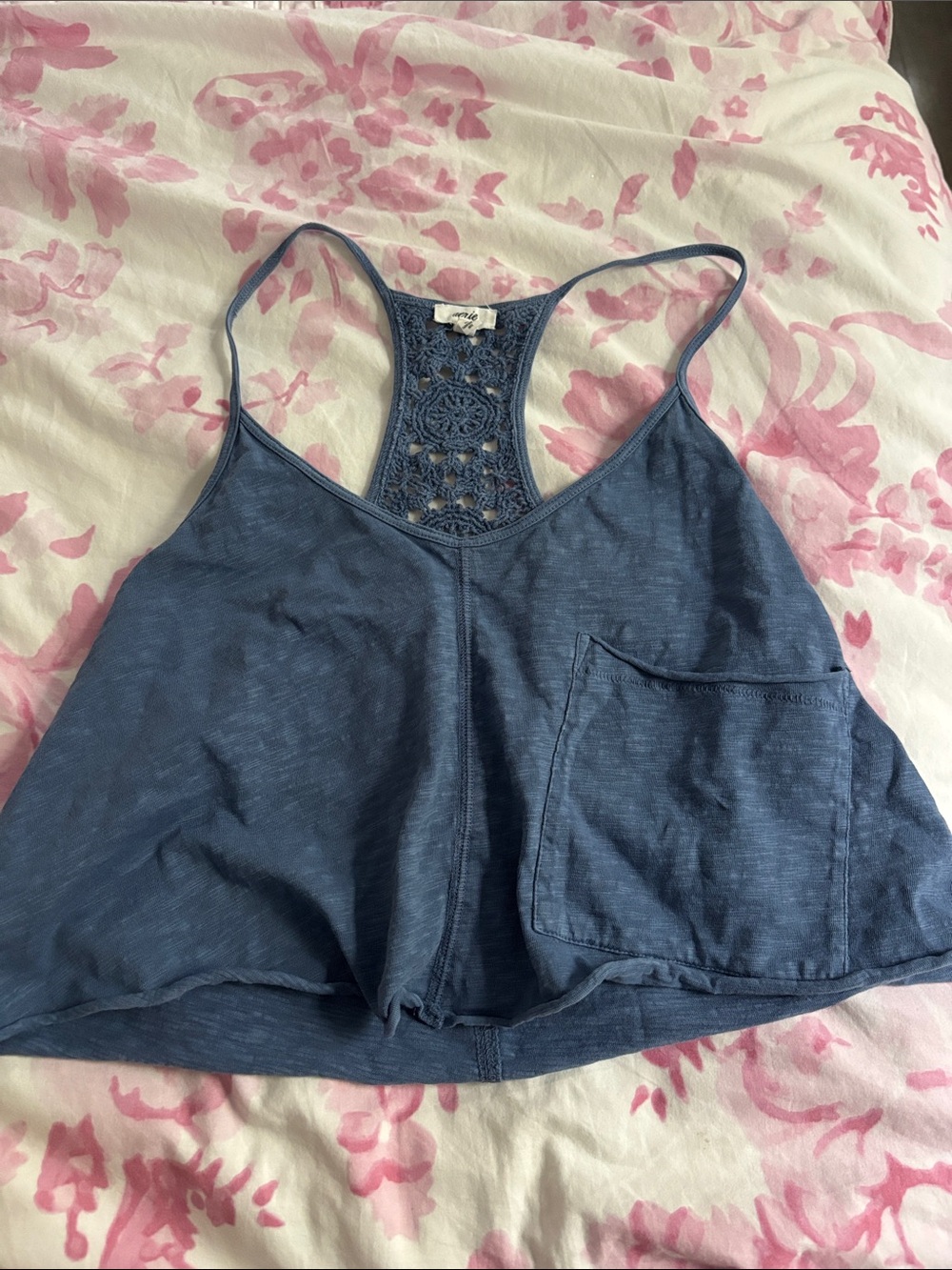 Blue Crochet-Back Women's Tank Top